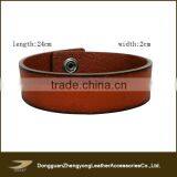 Brown Full Grain Leather Snap Bracelet With 2cm