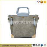 High Quality Suede PU Leather Handbag With Frame Handles thumbnail-1
