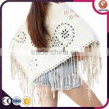 Suede Shawl Wrap Floral Hollow Perforated Fake Suede Shawl Poncho thumbnail-1