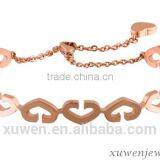 Laser Cut Heart Shape Rose Gold Plated 316l Stainless Steel Bangle