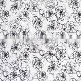 Printed Black White Floral Spandex Silk Fabric thumbnail-6