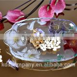 Hot Selling Cheap Clear Glass Plate with Flower Design