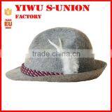 Custom Non Woven Grey Carnival Feather Decorate Fedora Hats thumbnail-3
