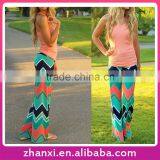 Hot Sale Women Plus Size Contrast Color Wide Leg Female Trousers Fashion Printed Casual Pants