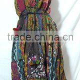 VTG RETRO INDIE HIPPIE BOHO POLKA DOT FLORAL PAISLEY Batik Cotton PATCHWORK STYLE Oriental Fisherman Maxi Cocktail LONG SKIRT thumbnail-6