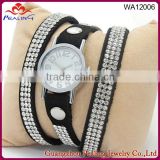 fashion bracelet watch for men and women multi strand strap fashion black leather watch