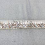 2.5cm Beaded Organza Embroidery Lace Trim With Cup Sequins in Rose Gold thumbnail-2
