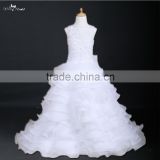 FG25 Latest Full-Length Ball Gown White Lace Flower Girl Dress Patterns For 5 7 Year Olds Girls