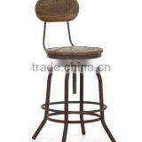 Industrial Rustic Wood Metal Counter Chair thumbnail-1