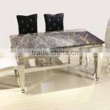 Modern European Style Marble Top Dinning Table With Stainless Steel Frame thumbnail-2