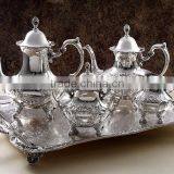 Ethnic Indian Sterling Silver Plated Coffee & Tea Set With Serving Tray thumbnail-1