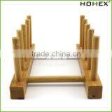 Bamboo Plate Holder Stand Dish Drying Rack Multip-function for Plate, Cup, Books/Homex_Factory thumbnail-1