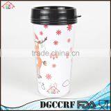 NBRSC Cheap Price Promotion Coffee Tumbler Plastic Double Wall Colorful Paper Inside Water Travel Mugs With Lid thumbnail-1