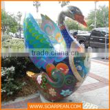 custom fiberglass sculpture, garden swan statue