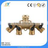 Heavy Duty Brass 4 Way Garden Hose Shut Off Connector thumbnail-3