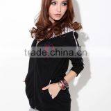 Comfortable Winter Long Sleeve Girls Thick Hoody Coat Back With Hat Made in China thumbnail-3