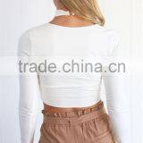 Wholesale 2017 Fashion Clothing Long Sleeve Design Women Top With v Neckline thumbnail-6