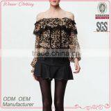 Fashionable Printed Long Sleeve Clothing New Design off Shoulder Sexy Fancy Tops for Girls thumbnail-1