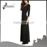Long Sleeve Maxi Dress With V Neck Muslim Women Long Dress thumbnail-3