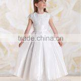 Lovely White Satin Cap Sleeve Lace Dress for Wedding Baby Cloth thumbnail-1