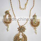 Polki Pendant Chain Necklace EARRING Set thumbnail-1