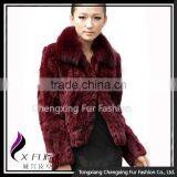 CX-G-A-70 Rex Rabbit Fur With Fox Fur Collar Women Coat Wear thumbnail-5