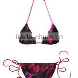 Ladies Fashion Halter and Dark Color Print Biniki thumbnail-4