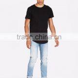 MGOO Latest Designs Mens Curved Hems T Shirt 100% Cotton Blank Longline Black T-shirts thumbnail-4