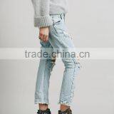 Summer 2016 Women Pants Ladies Casual Blue With Waist-length Ripped Distressed Skinny Jeans Ankle thumbnail-4