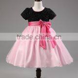 2016 Europe and the United States Export Lotus Skirt Bow Dress Pure Color Children's Dress Wholesale thumbnail-4