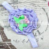 Latest Designs Baby Elastic Headband Wholesale, Ruffled Satin Flower Headband for Kids thumbnail-2