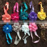 2015 New 10pcs per Pack 1 pc Each Color Shabby Flower Baby Girls Nylon Headband Set thumbnail-1
