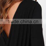 2015 Fashion Lady Long Sleeve Twist Back High Neck Backless Blouse thumbnail-6