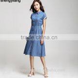Elegant Short Sleeve Denim Jeans Dress/women Casual Dress thumbnail-1