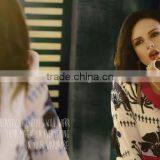 White Color on Black Flower Design Print With Red Neck Design Bliss Charm Designer Kurtis thumbnail-1