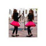 Girls Girl Childrens Kids Hot Neon UV Pink Black Dress Up Dance TuTu Mini Skirt thumbnail-1