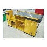 Yellow Retail Store Checkout Counters With Conveyor Belt 220V 50HZ