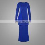 2017 Simple Style Long Sleeve Fashion Baju Kurung Pelum Elegant Cosy Navy Blue Baju Kebaya Malaysia New Design Abaya thumbnail-4