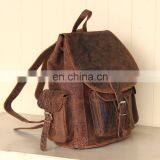 Black Leather Backpack, Leather Backpack Pattern, Leather Backpack for Man Made in India thumbnail-1