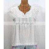 Handmade 100% Cotton White Floral Embroidered Mexican Stylish Women's Party Wear Kaftan thumbnail-1