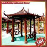 Outdoor Hotel Villa Park Garden Wood Look Style Aluminum Metal Gazebo Pavilion Pagoda Gloriette thumbnail-4