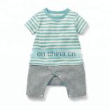 Summer children's clothing baby boy cotton short sleeved stripe climbing garment baby clothes set