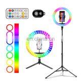 2020 10 Inch 26cm Portable Led Selfie Ring Light Photographic Colorful RGB Ring Light With Tripod Stand thumbnail-5