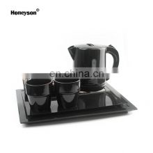 unique designed electric plastic kettle with melamine tray set for hotel guest room