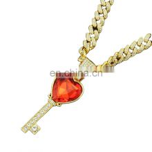Lab Created Red Ruby Heart Shape Pendant Necklace 925 Sterling Silver Gemstones Choker Statement Necklace Women Chain
