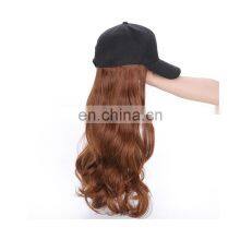 24 Inch Long Wavy Synthetic Hair Wig With Hat Hot Style Black Color For Woman High Temperature thumbnail-5