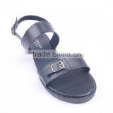 China Wholesale Fancy Style Ankle Strap Flat Sandals With Double Golden Buckles thumbnail-2