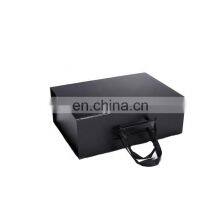Luxury Customized Black Rigid Paper Box Foldable Hand-held Gift Packaging Box With Logo thumbnail-3