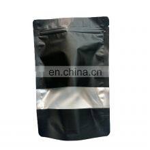 8oz Aluminum Foil Heat Seal Plastic Matte Black Stand up Plastic Pouch With Zipper and Window thumbnail-1
