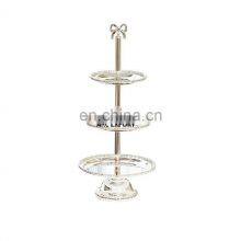 New Arrival Trendy Silver Beaded 2 Tier Cake Stand Wholesale Metal Silver Cake Stands